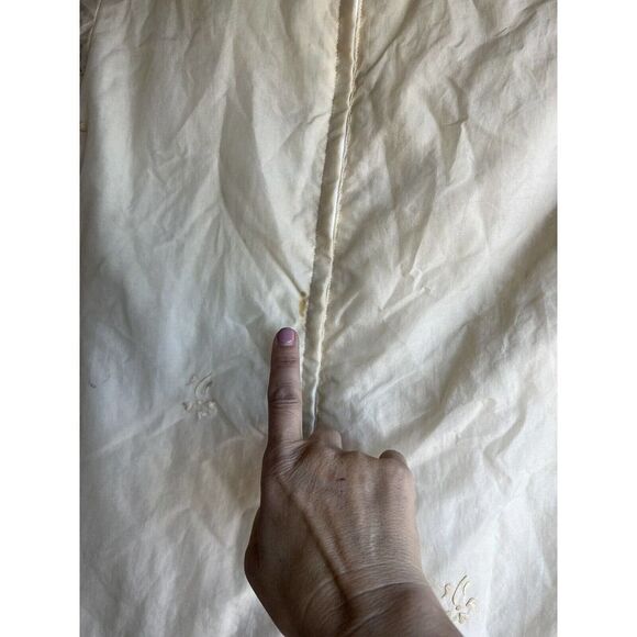 Vtg 60s Champagne Gogo Mod Embroidered Floral Shift Wedding Dress Silk Sz S/M - Picture 5 of 7